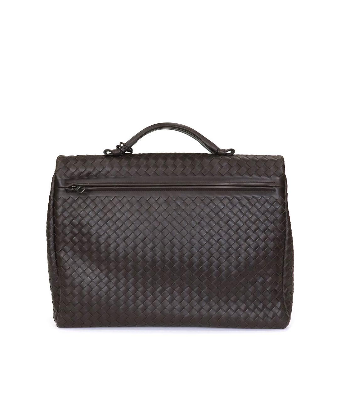 BOTTEGA VENETA Коричневый кожаный портфель, фото 3