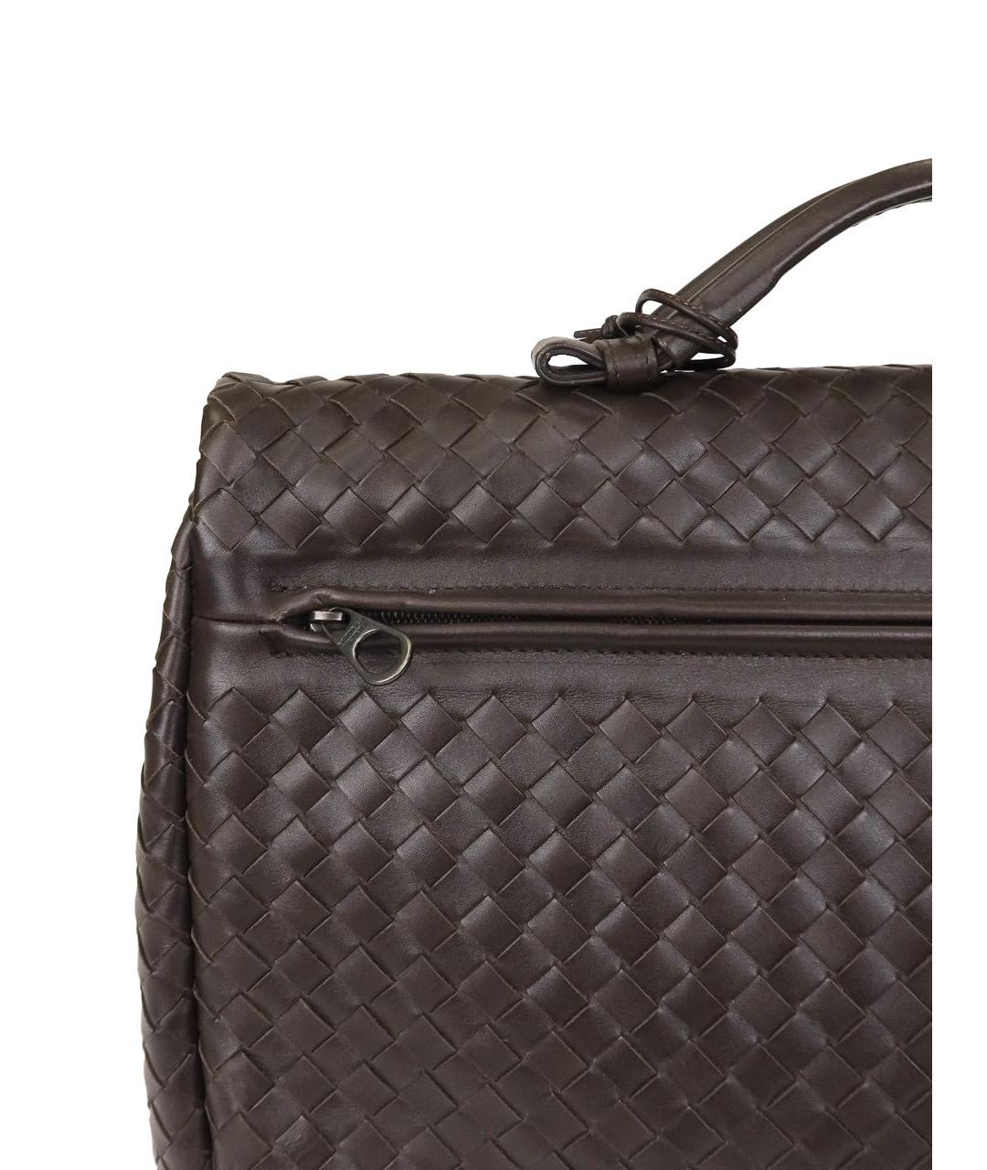BOTTEGA VENETA Коричневый кожаный портфель, фото 8