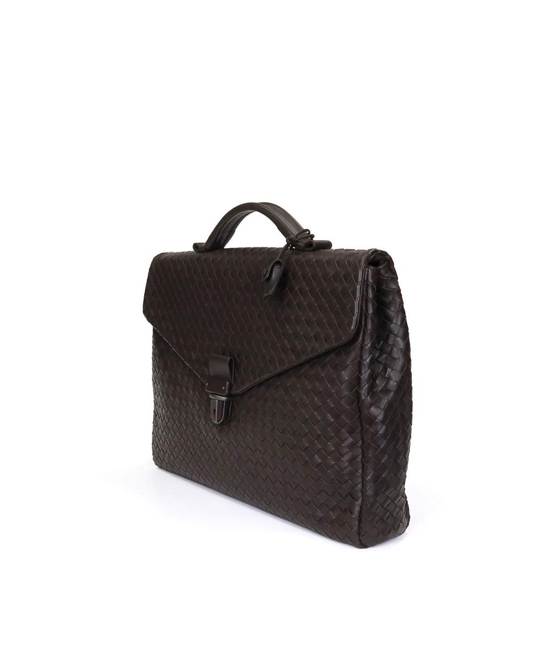 BOTTEGA VENETA Коричневый кожаный портфель, фото 2