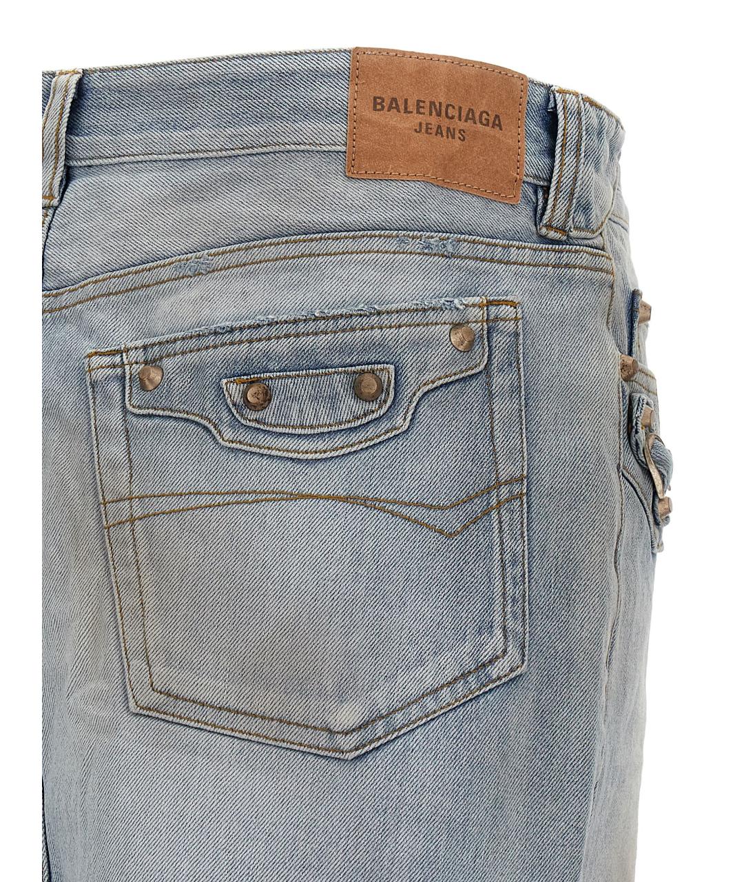 BALENCIAGA Голубая хлопковая юбка мини, фото 4