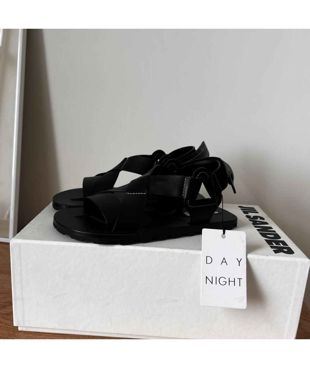 JIL SANDER Черные кожаные сандалии, фото 2