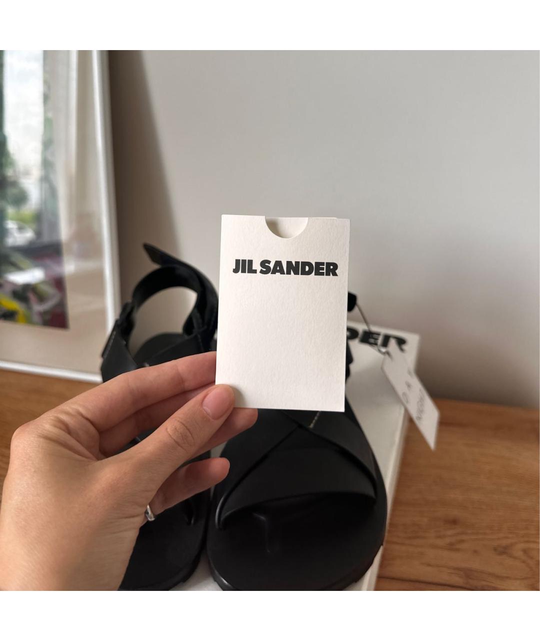 JIL SANDER Черные кожаные сандалии, фото 7