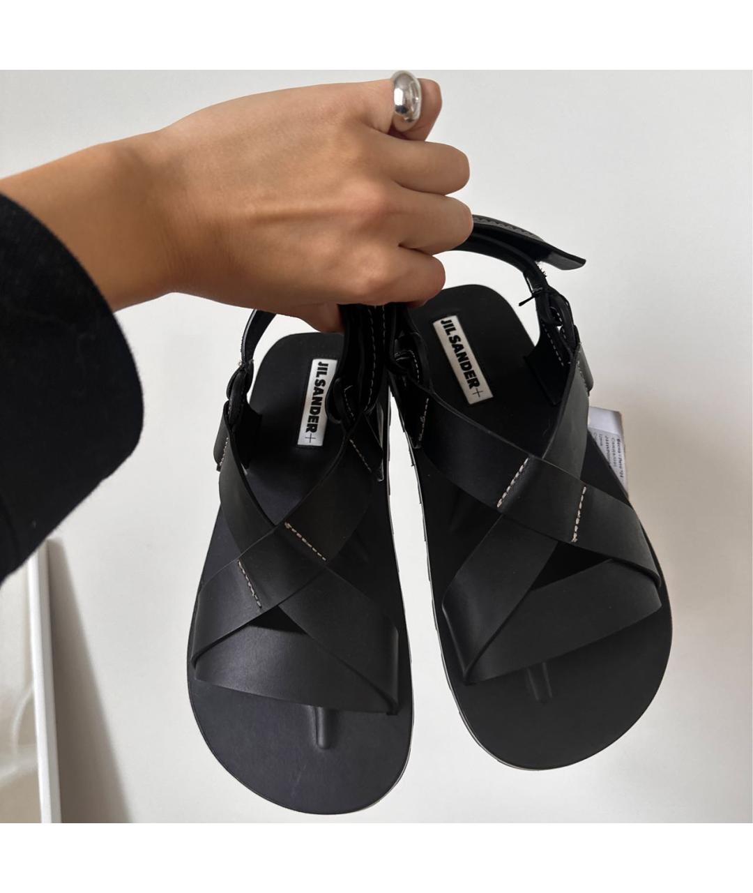JIL SANDER Черные кожаные сандалии, фото 3