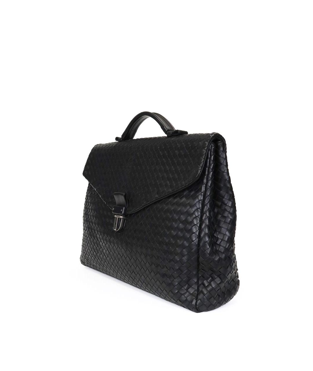BOTTEGA VENETA Черный кожаный портфель, фото 2