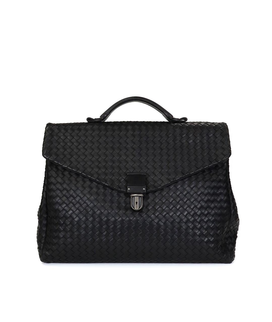 BOTTEGA VENETA Черный кожаный портфель, фото 9