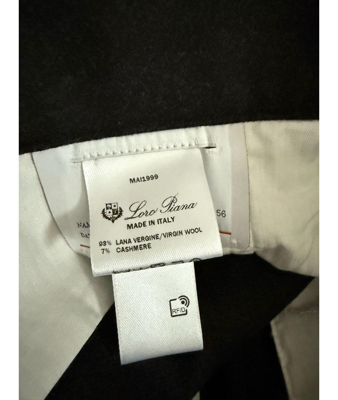 LORO PIANA Антрацитовые шерстяные повседневные брюки, фото 5
