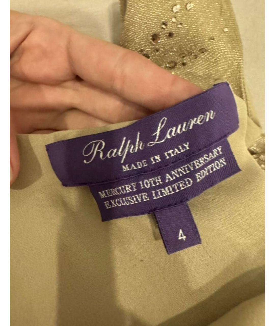 RALPH LAUREN Золотое шелковое вечернее платье, фото 3