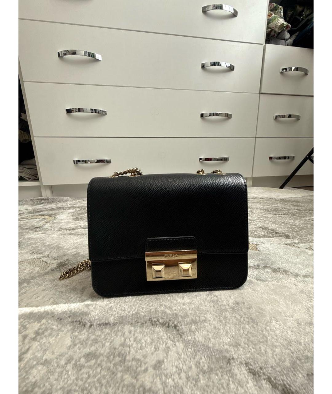 FURLA Черная сумка через плечо из искусственной кожи, фото 5