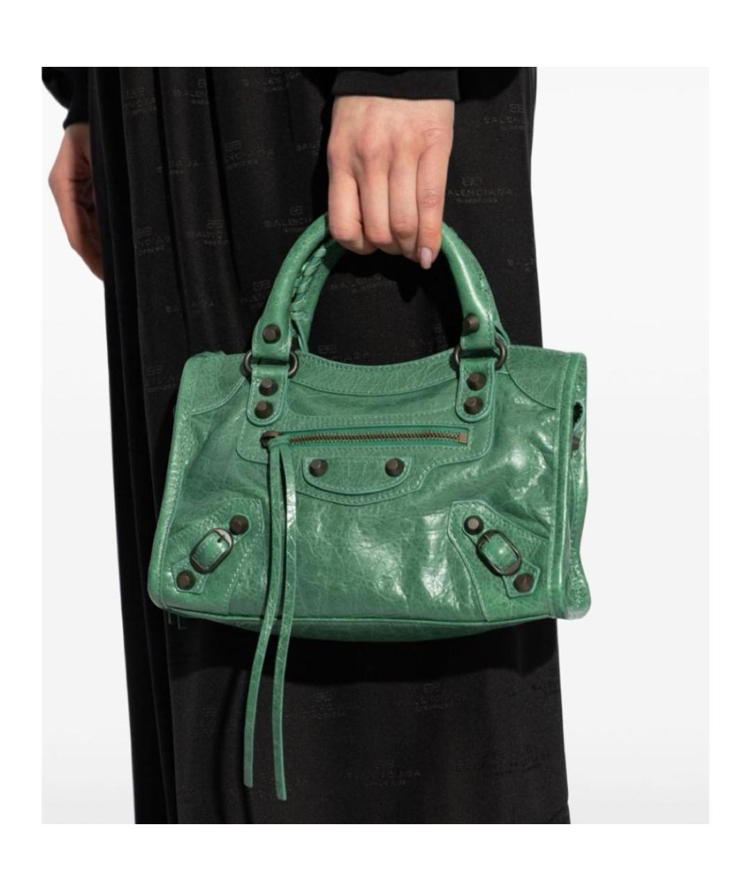 BALENCIAGA Зеленая кожаная сумка через плечо, фото 3