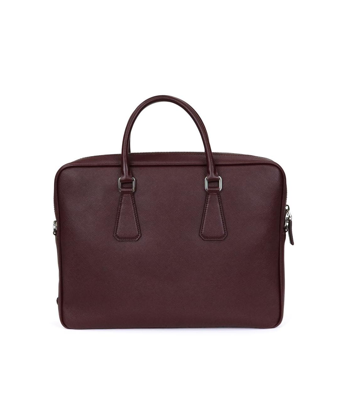 PRADA Бордовый кожаный портфель, фото 3