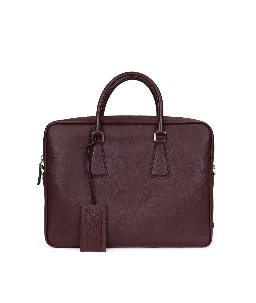 PRADA Бордовый кожаный портфель, фото 8