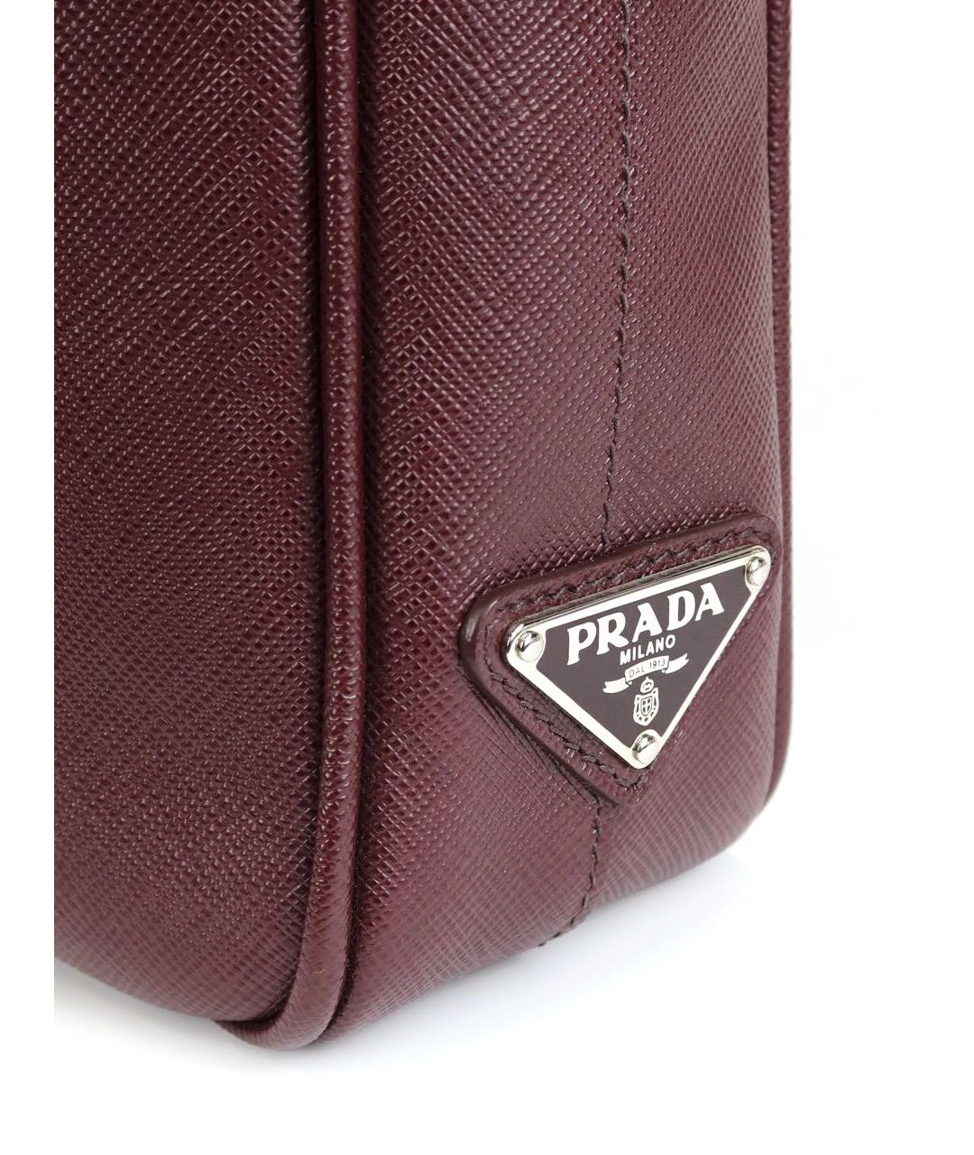 PRADA Бордовый кожаный портфель, фото 7
