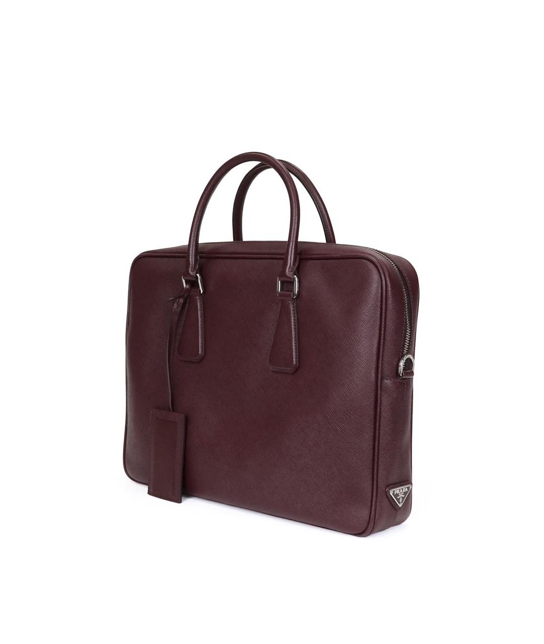 PRADA Бордовый кожаный портфель, фото 2
