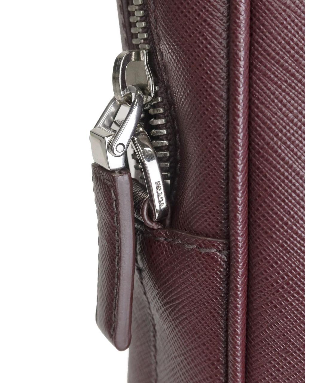 PRADA Бордовый кожаный портфель, фото 5