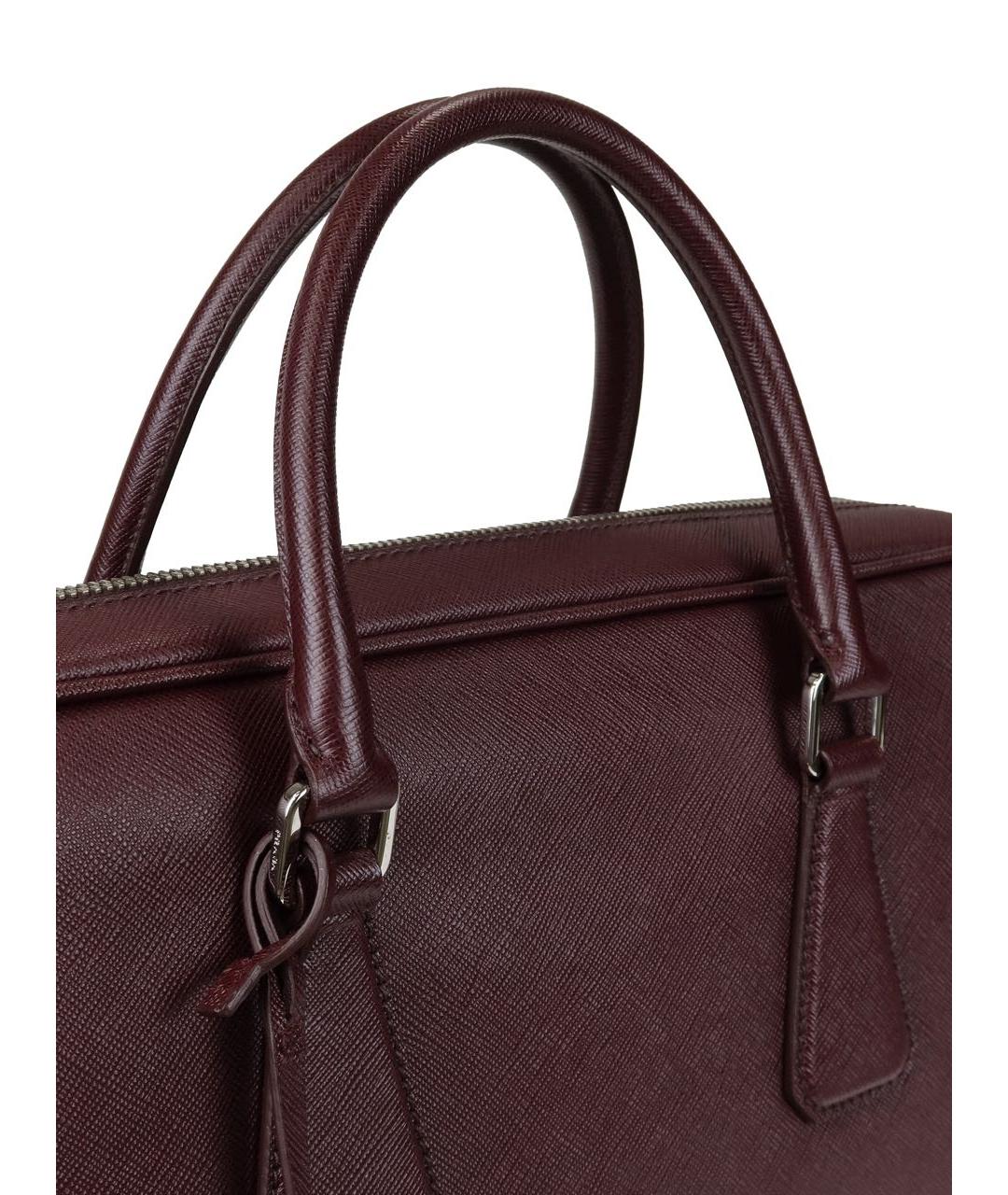 PRADA Бордовый кожаный портфель, фото 6