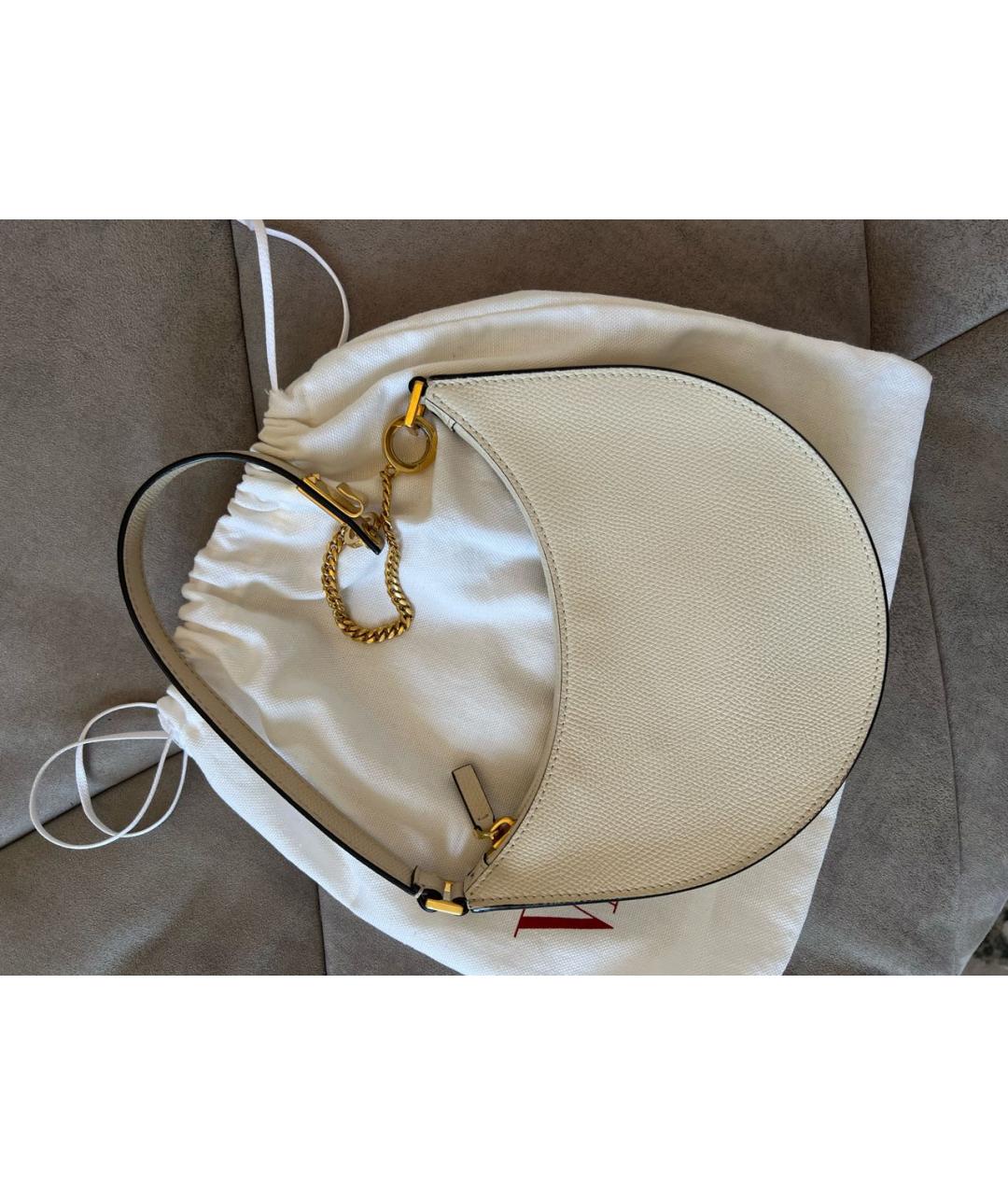 VALENTINO Бежевая кожаная сумка с короткими ручками, фото 2