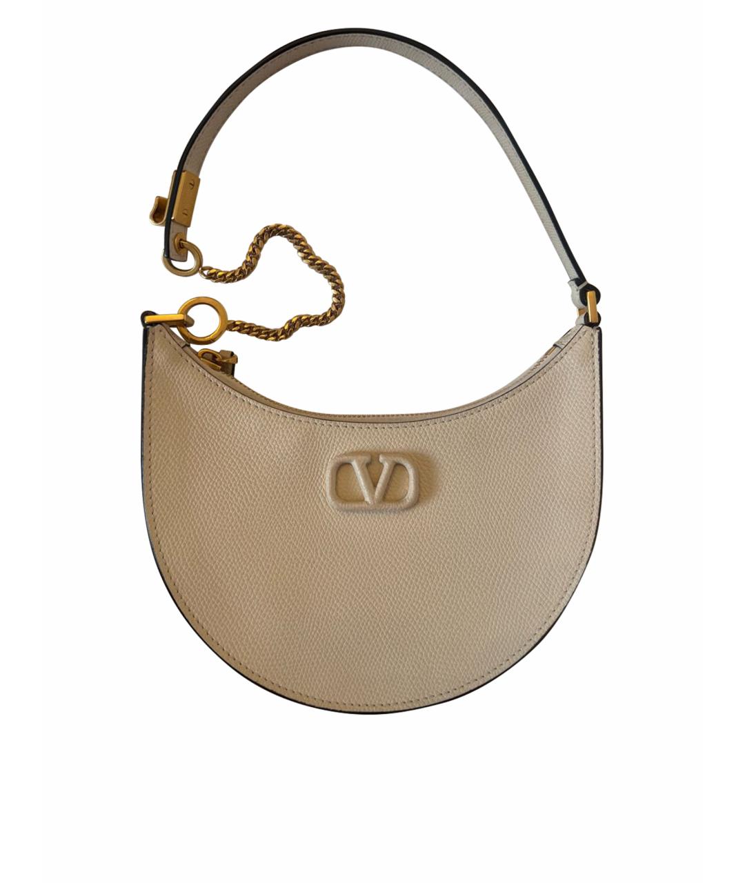 VALENTINO Бежевая кожаная сумка с короткими ручками, фото 1