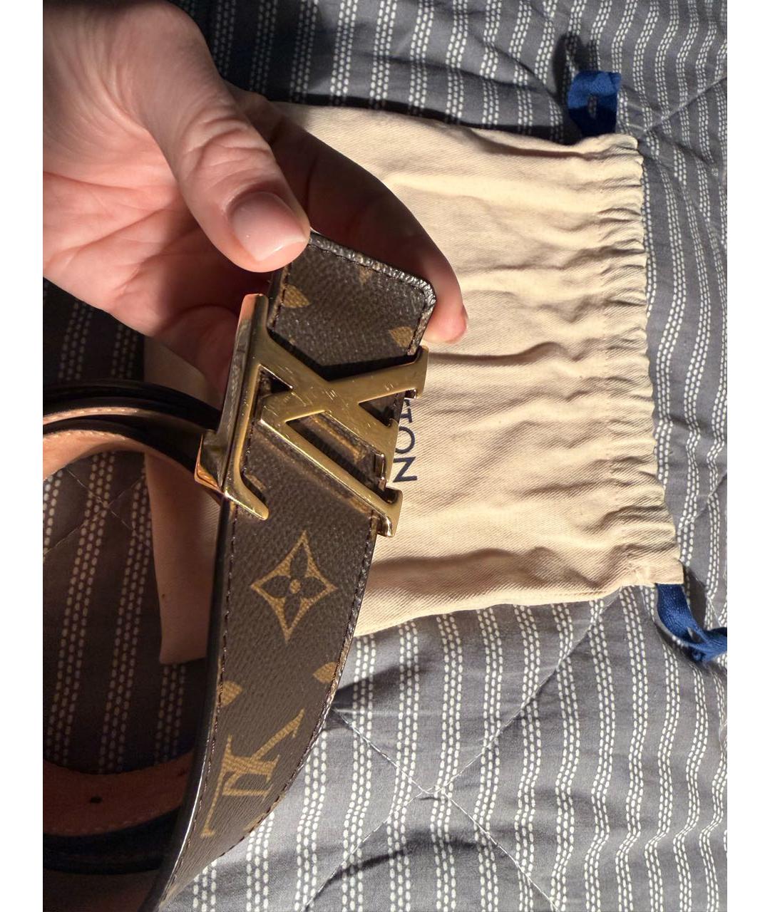 LOUIS VUITTON Коричневый кожаный ремень, фото 2