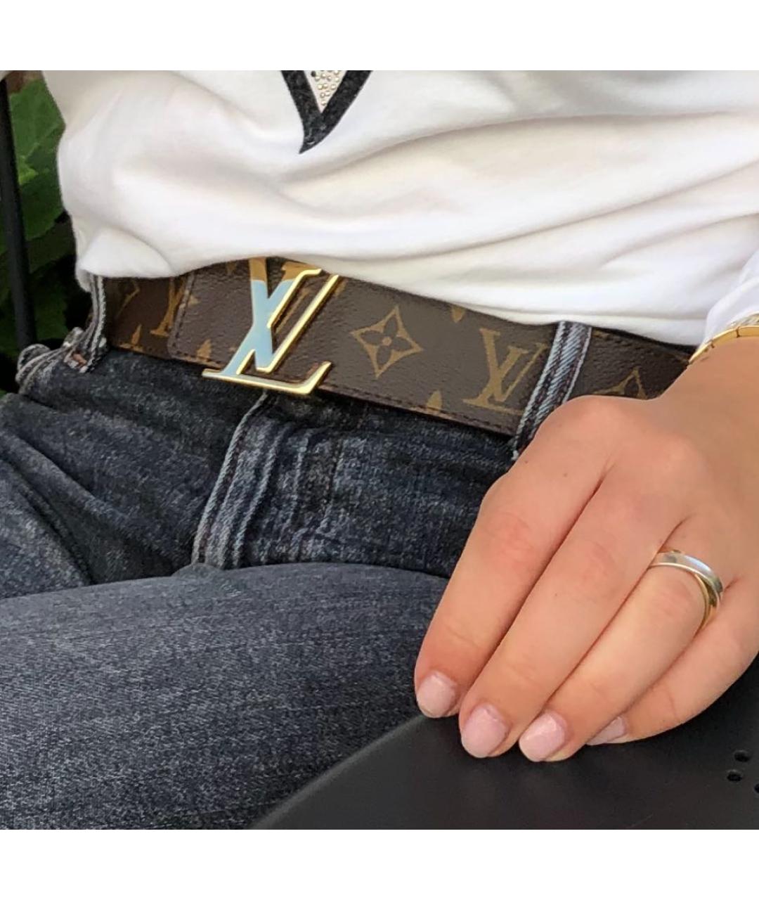 LOUIS VUITTON Коричневый кожаный ремень, фото 5