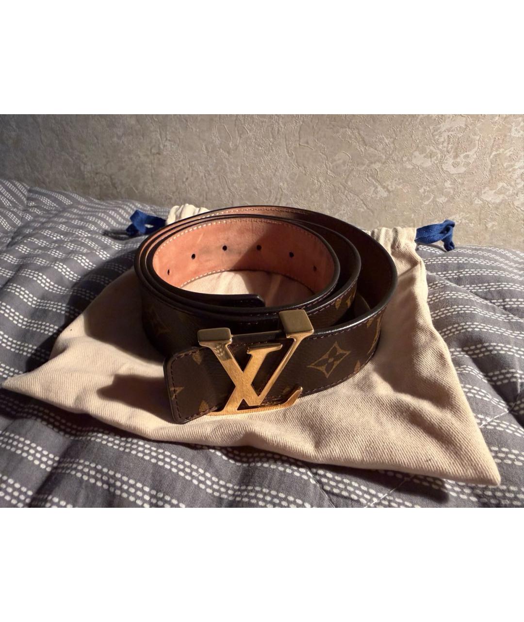LOUIS VUITTON Коричневый кожаный ремень, фото 7
