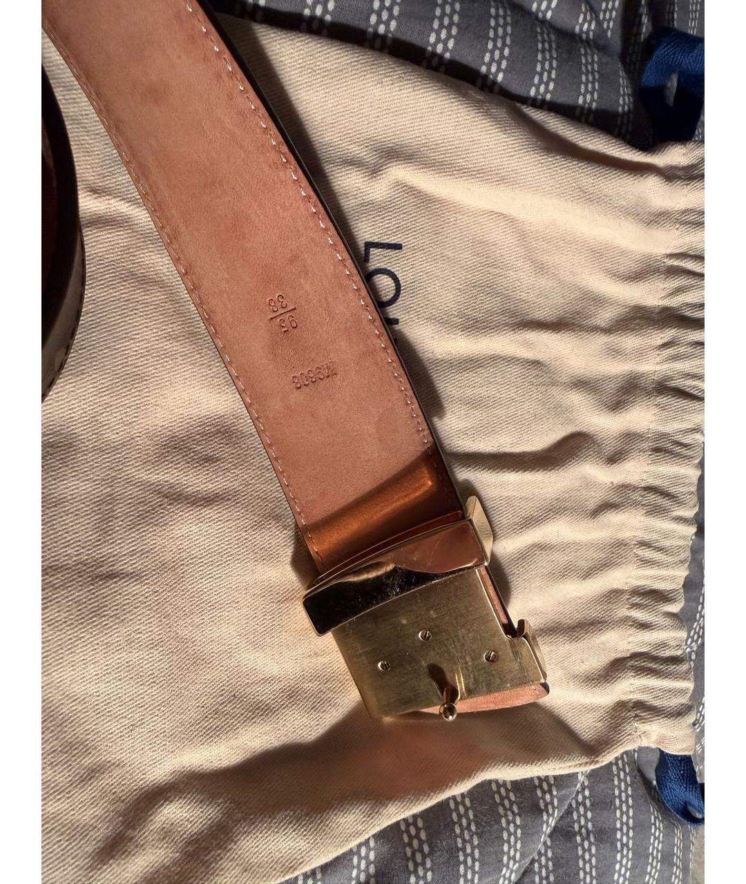 LOUIS VUITTON Коричневый кожаный ремень, фото 4