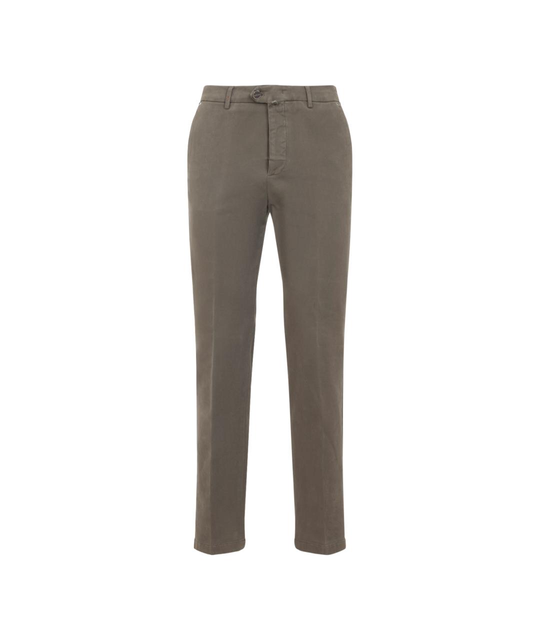 KITON Коричневые хлопковые повседневные брюки, фото 1