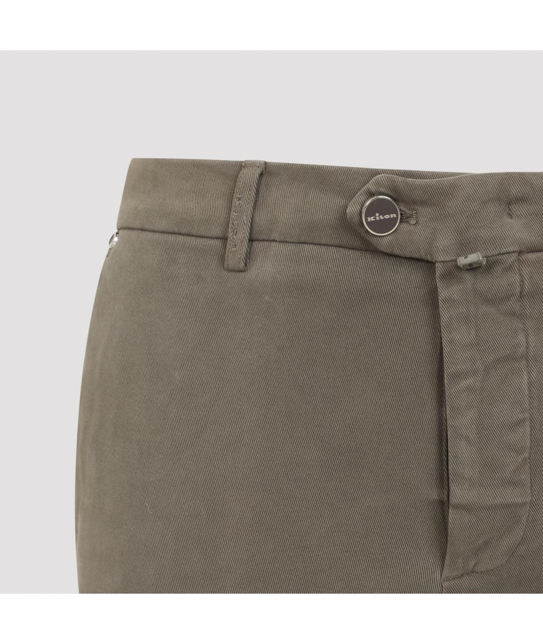 KITON Коричневые хлопковые повседневные брюки, фото 3