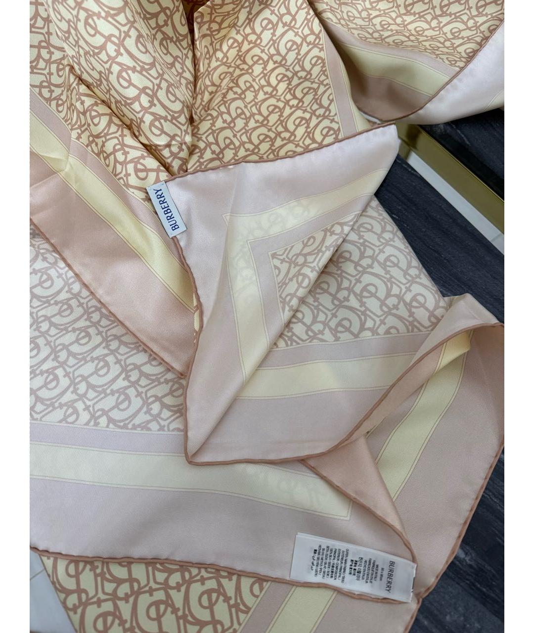 BURBERRY Желтый шелковый платок, фото 2
