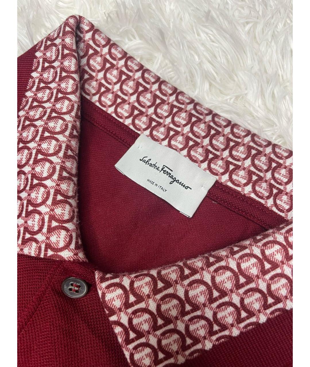 FERRAGAMO Бордовое хлопковое поло с коротким рукавом, фото 3