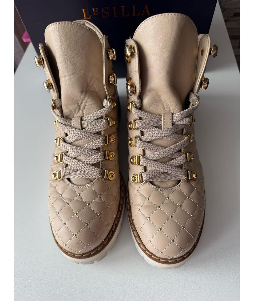 LE SILLA Бежевые кожаные ботинки, фото 2