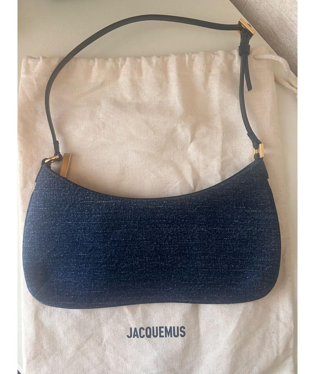 JACQUEMUS Синяя деним сумка с короткими ручками, фото 2