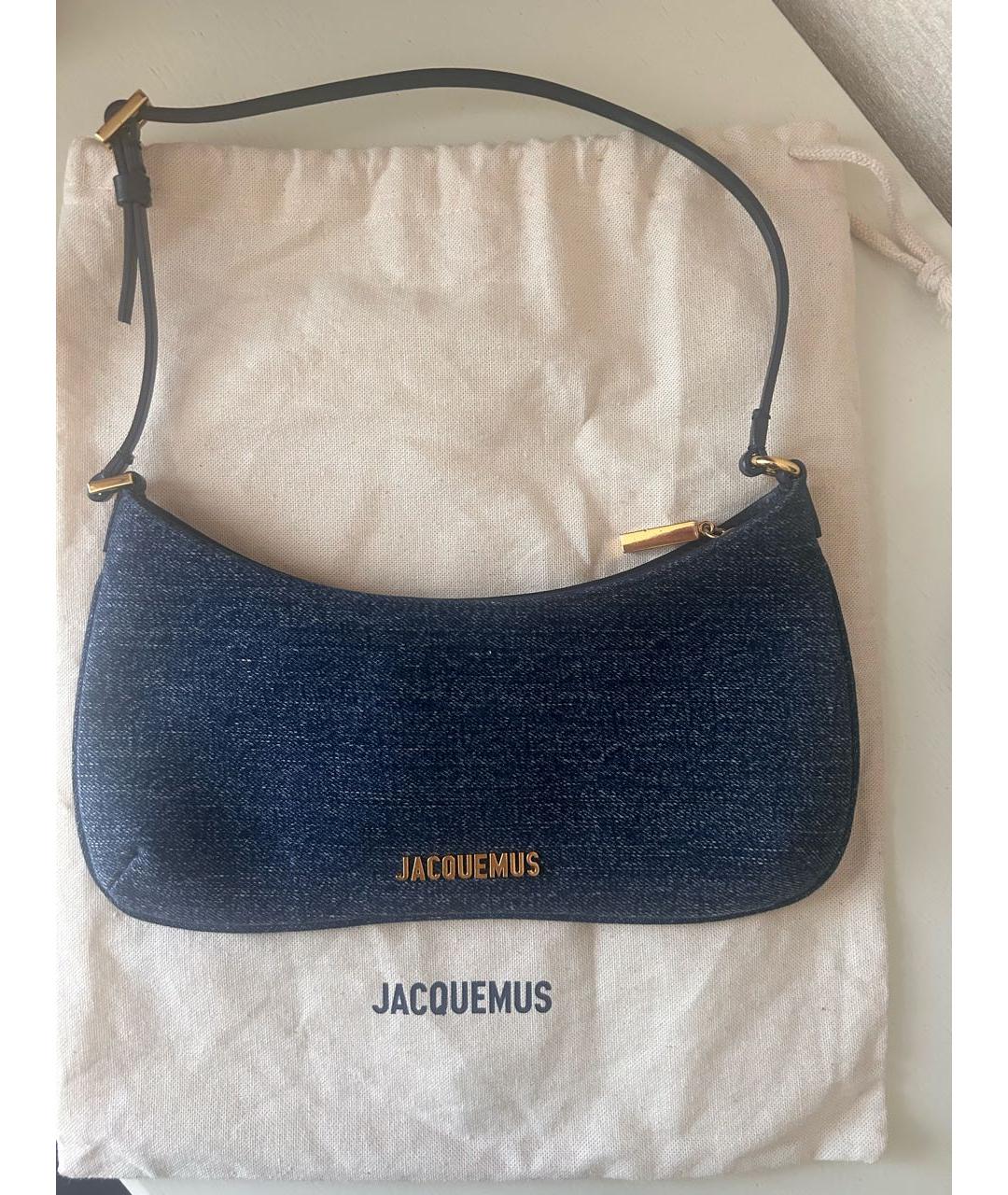 JACQUEMUS Синяя деним сумка с короткими ручками, фото 5