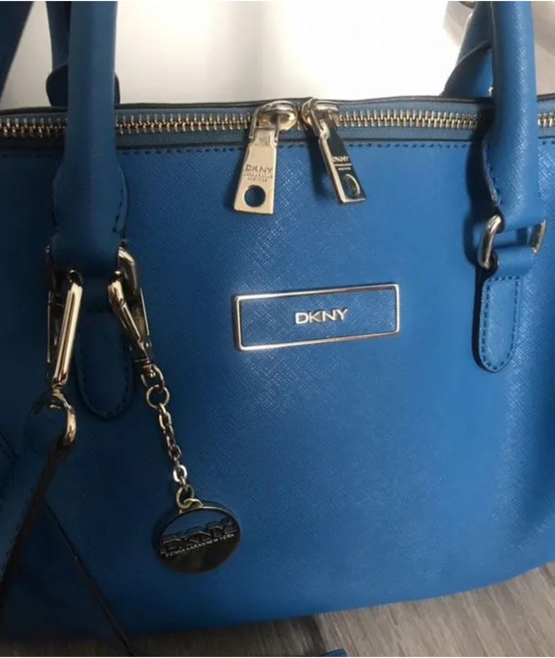 DKNY Синяя кожаная сумка через плечо, фото 4