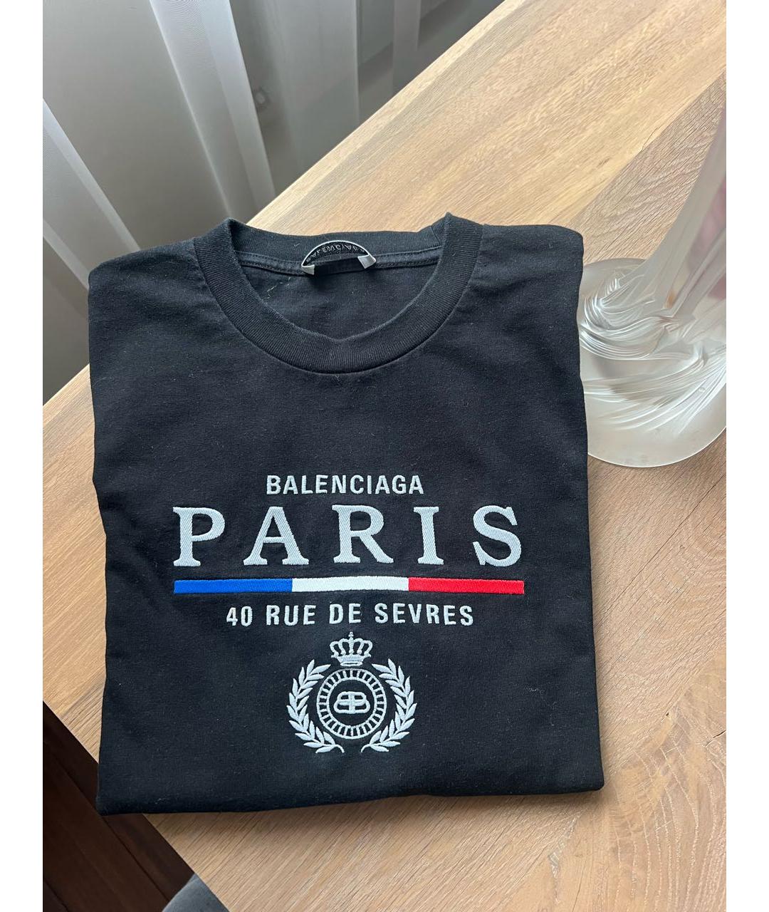 BALENCIAGA Черная хлопковая футболка, фото 2