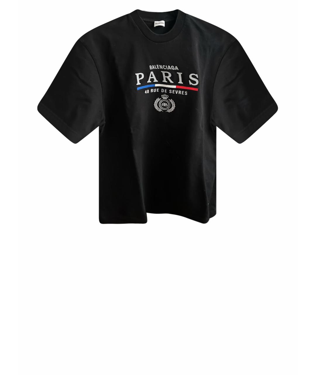 BALENCIAGA Черная хлопковая футболка, фото 1