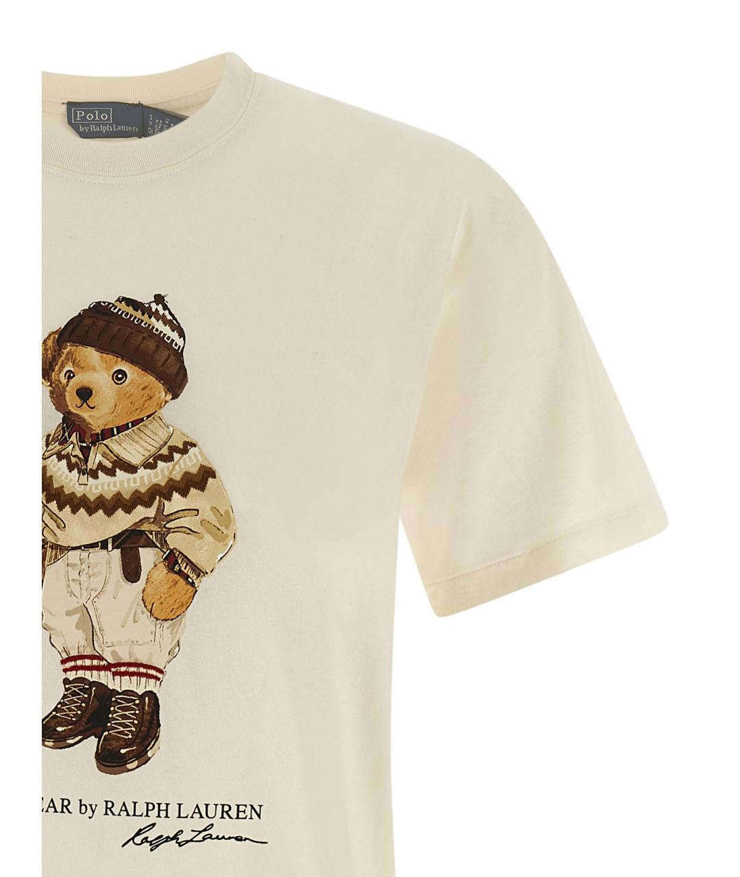 POLO RALPH LAUREN Бежевая хлопковая футболка, фото 3