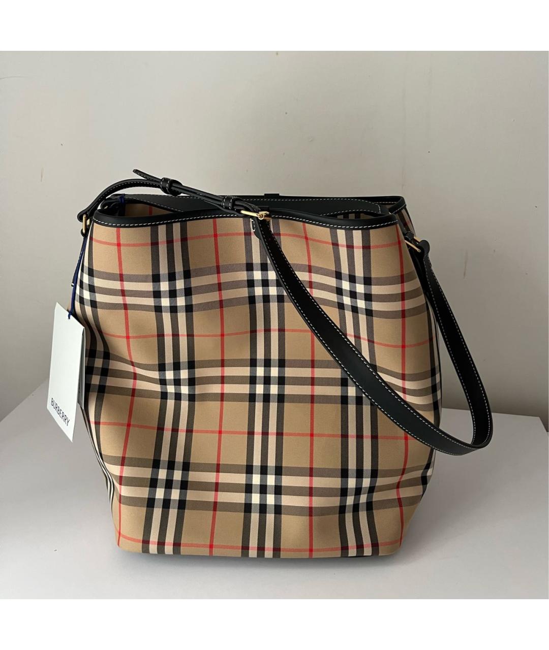 BURBERRY Бежевая кожаная сумка тоут, фото 6