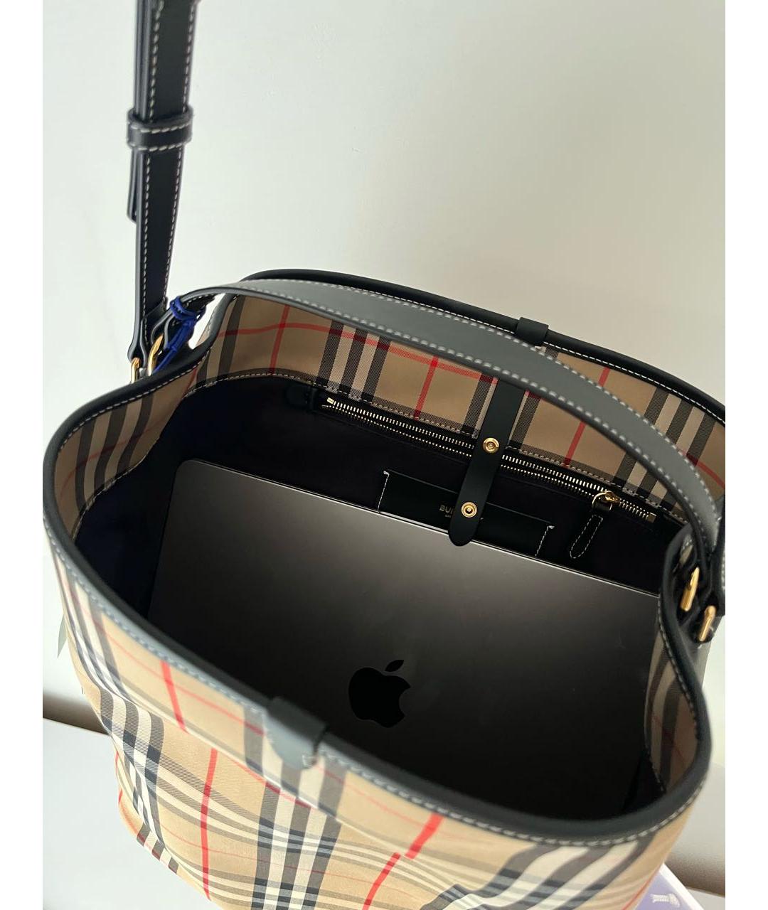 BURBERRY Бежевая кожаная сумка тоут, фото 5
