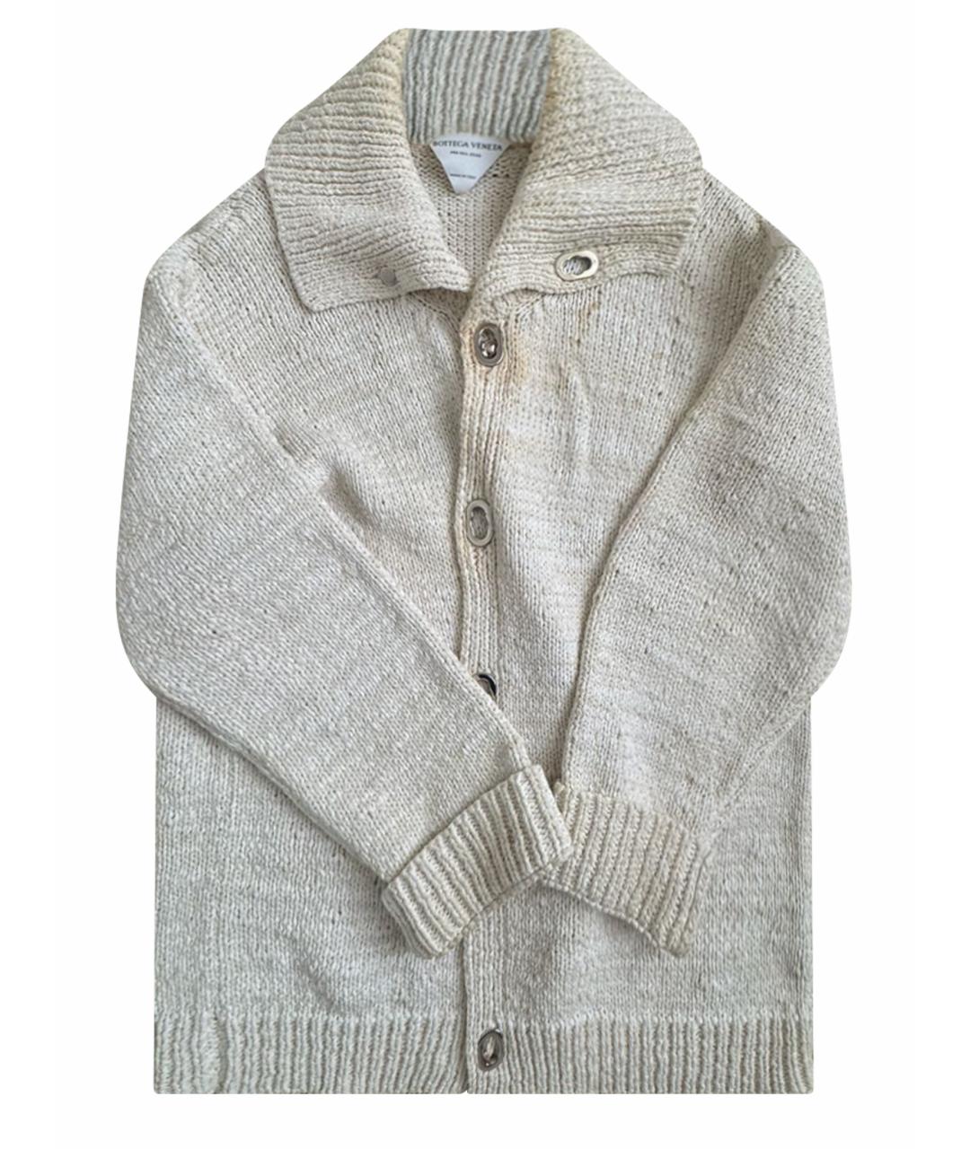 BOTTEGA VENETA Бежевый хлопко-эластановый кардиган, фото 1