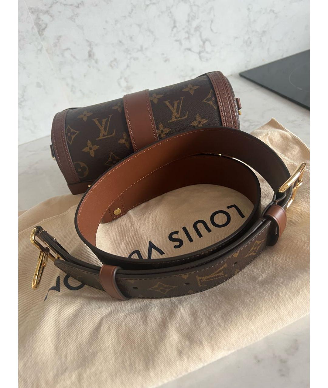 LOUIS VUITTON Коричневая кожаная сумка через плечо, фото 6