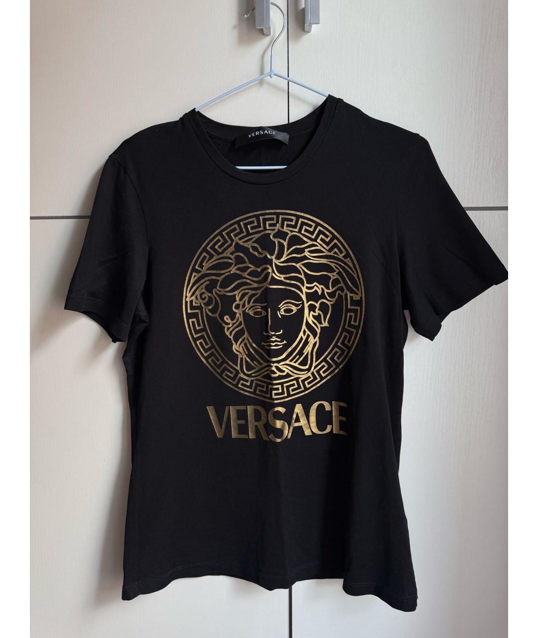 VERSACE Черная хлопковая футболка, фото 5