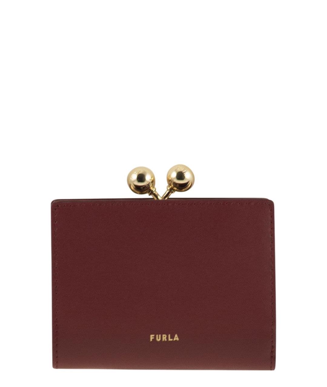 FURLA Бордовый кожаный кошелек, фото 1