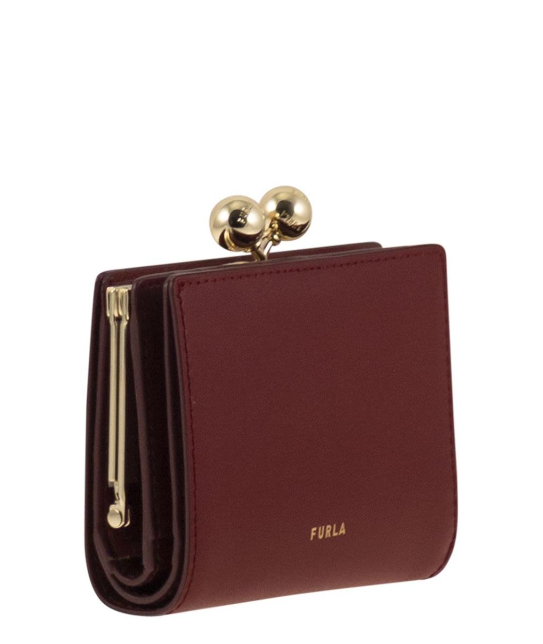 FURLA Бордовый кожаный кошелек, фото 2