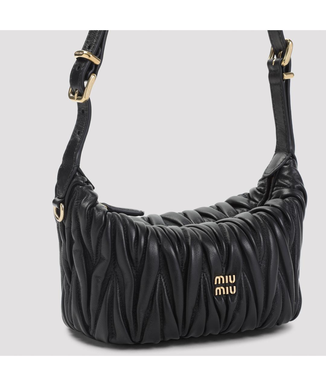 MIU MIU Черная кожаная сумка через плечо, фото 5