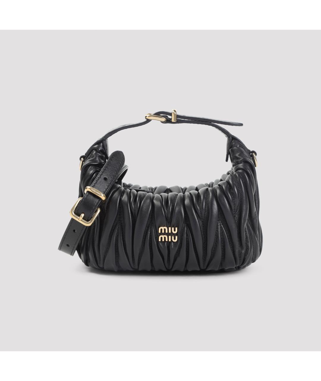 MIU MIU Черная кожаная сумка через плечо, фото 2