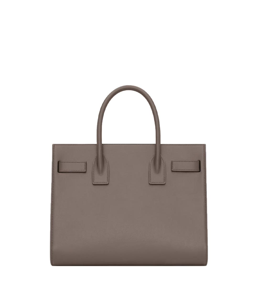 SAINT LAURENT Серая кожаная сумка тоут, фото 3