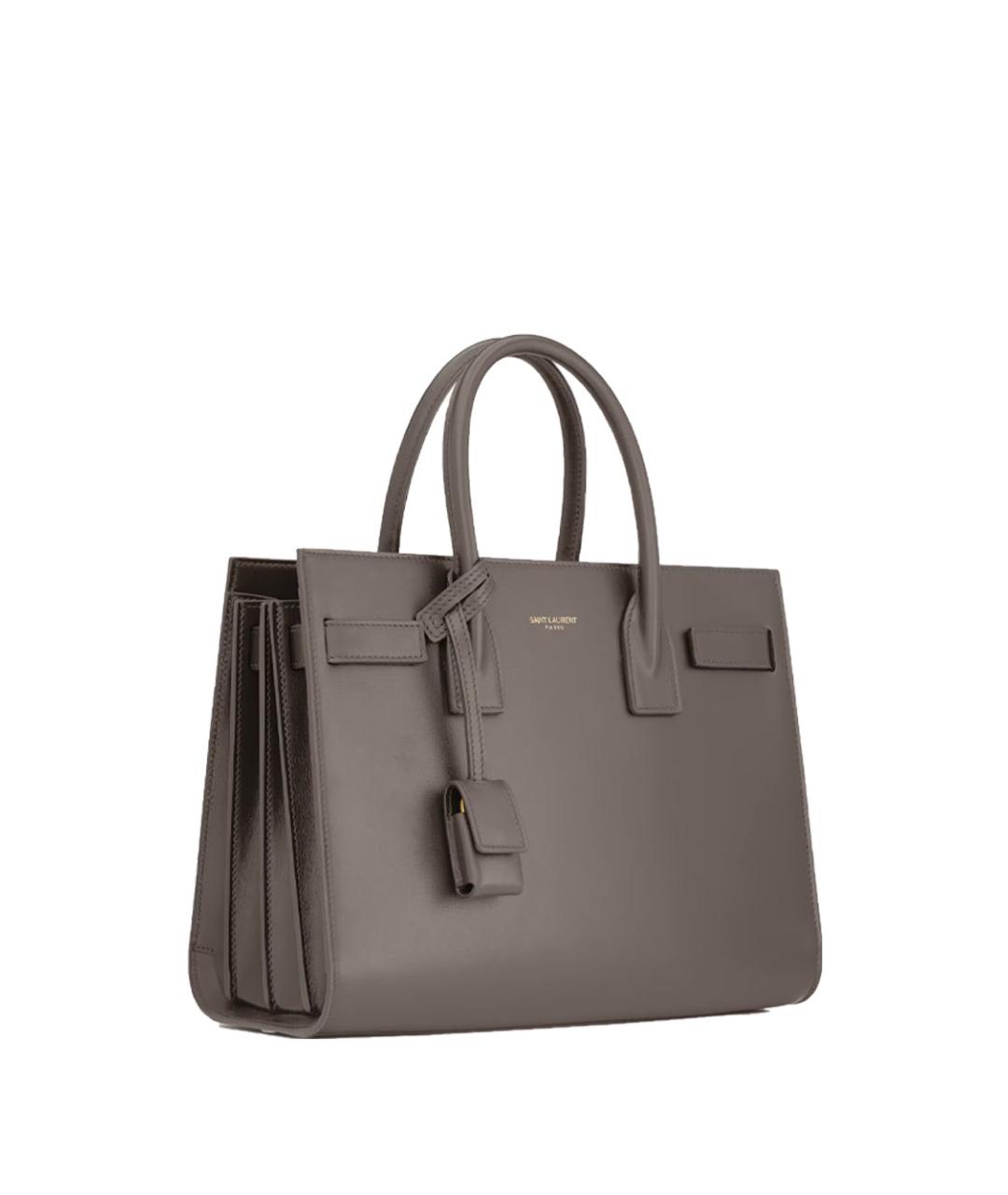 SAINT LAURENT Серая кожаная сумка тоут, фото 2