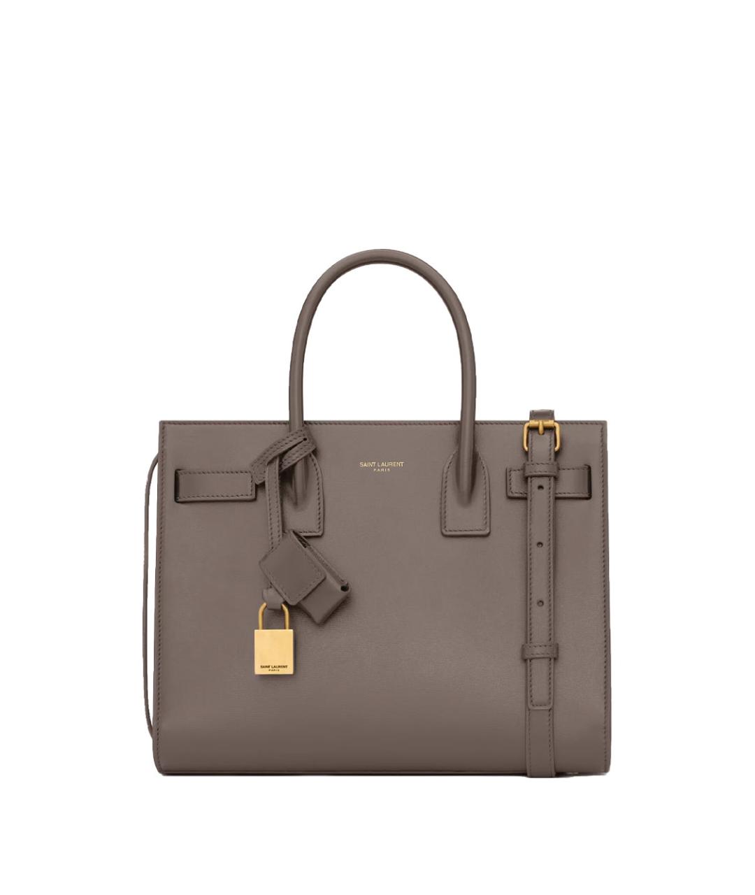 SAINT LAURENT Серая кожаная сумка тоут, фото 1