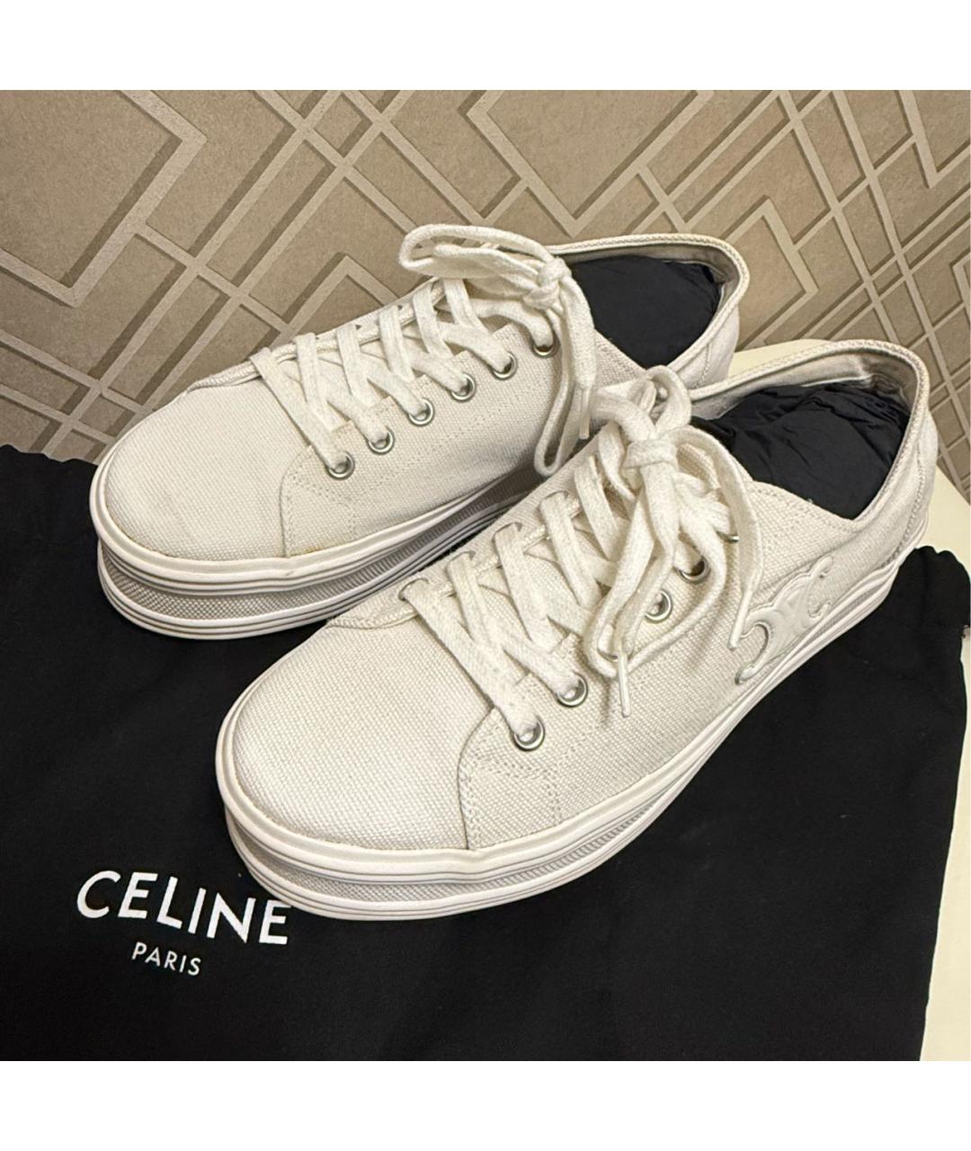 CELINE Белые текстильные кеды, фото 5