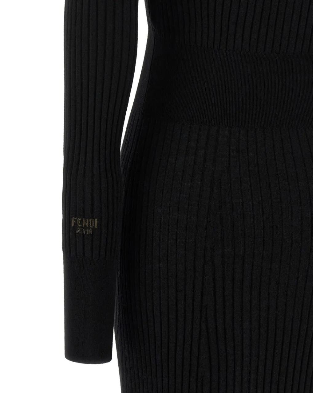 FENDI Черное шерстяное повседневное платье, фото 4